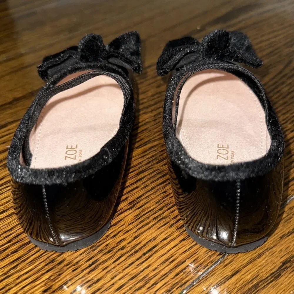 Rachel Zoe Black Velvet Kids Shoes with Bow 6